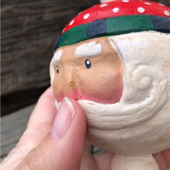 Set of 2 Primitive Santa Claus head Decorations Christmas ornaments St. Nick ❤️ - Picture 10 of 11